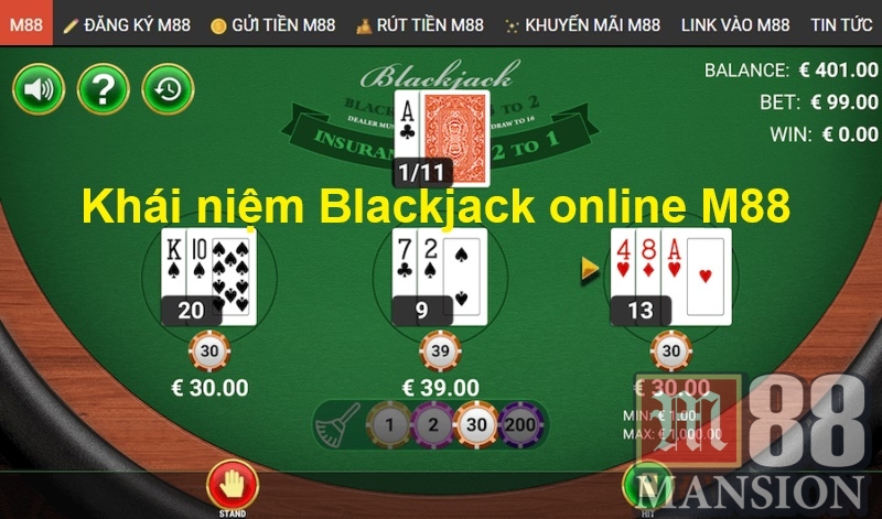 Khái niệm Blackjack online M88